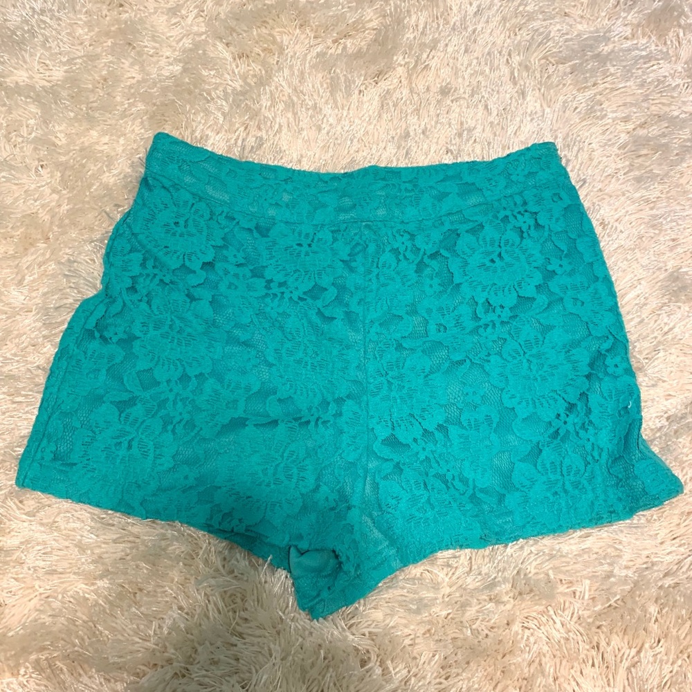 Forever21 Teal Lace Shorts